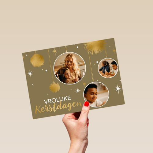 kerstkaart fotokaart vrolijke kerstdagen 3 kaders