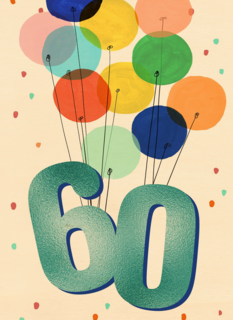 Verjaardagskaart 60 met ballonnen