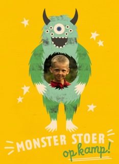 Monster stoer op kamp fotokaart