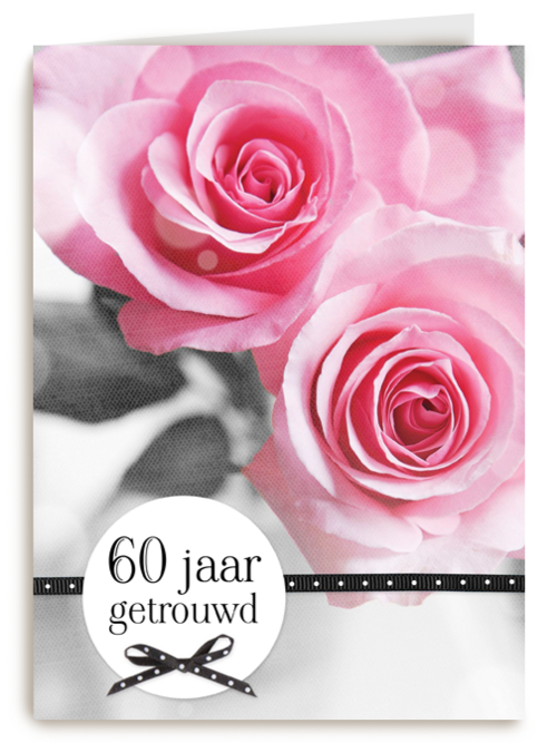 twee roze rozen 60 jaar getrouwd