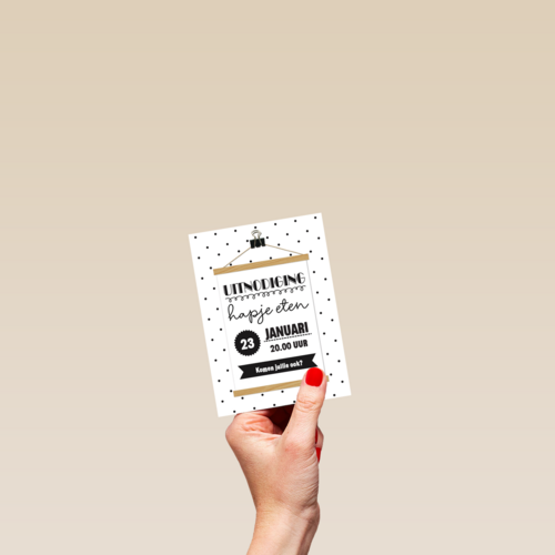 Uitnodiging etentje borrel hapje eten  