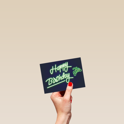 Verjaardagskaart Happy Birthday neon