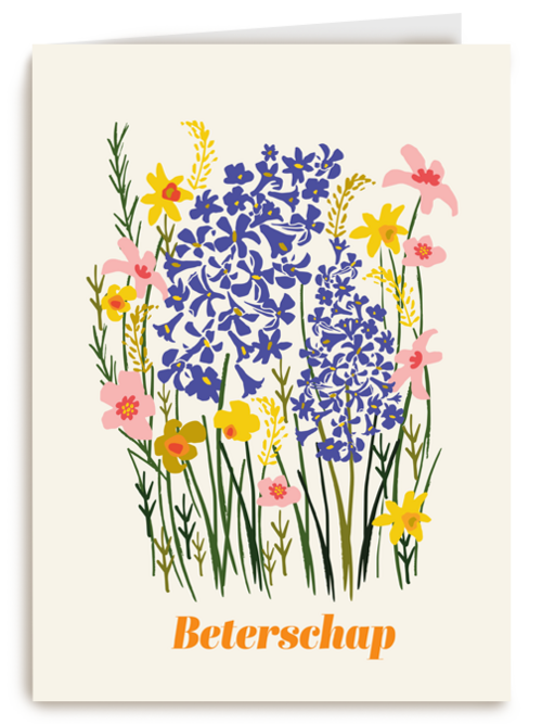 Beterschapskaart klassiek met bloemen