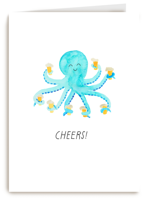Verjaardagskaart met octopus