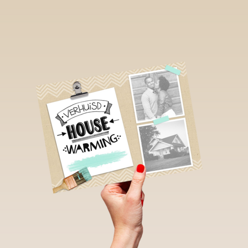 verhuisd housewarming kaart met verfkwast