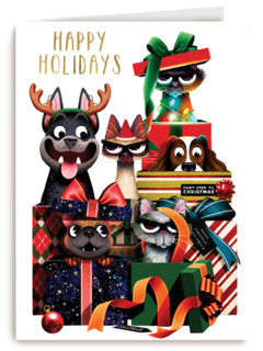 Kerstkaart Folio cats and dogs