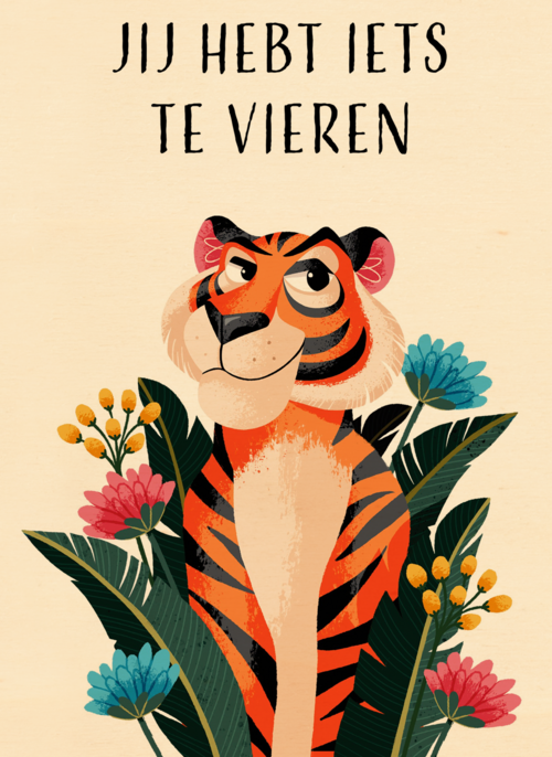 Verjaardagskaart Jij hebt iets te vieren tijger Folio