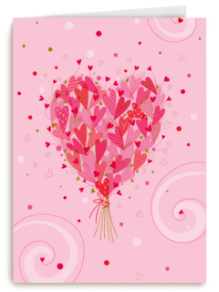 Liefde kaart bloemenhart boeket