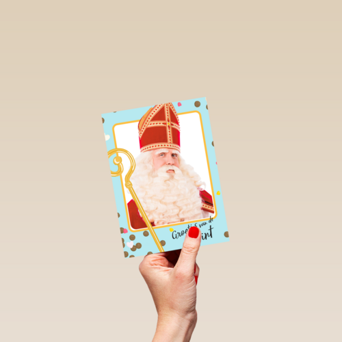 Sinterklaaskaart Groetjes van de Sint blauw kader