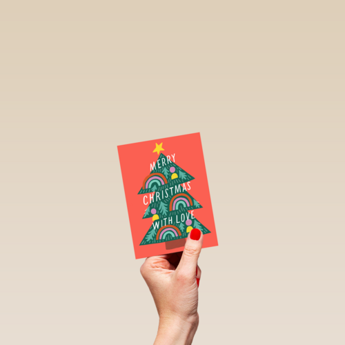 Kerstkaart hip Merry Christmas with love