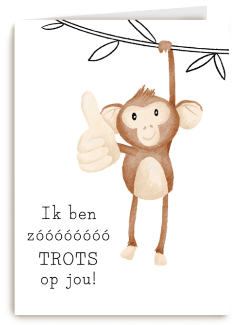 Aapje met ik ben heel trots op jou kaart