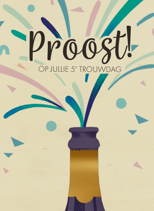 Houten Kaart Huwelijksjubileum | Houten Kaart Hallmark | Huwelijksjubileum | Proost Op Jullie 5e Trouwdag