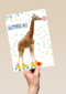 hoera met deze giraffe met confetti