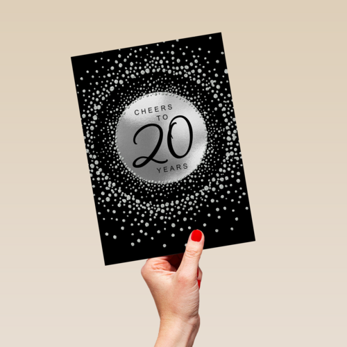 Verjaardagskaart leeftijden Cheers to 20 years