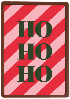 kerstkaart hohoho op rood roze achtergrond