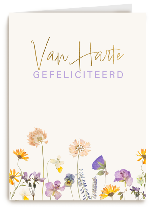 Verjaardagskaart veldbloemen van harte