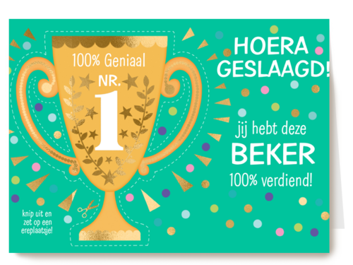 geslaagd kaart  uitknipbeker