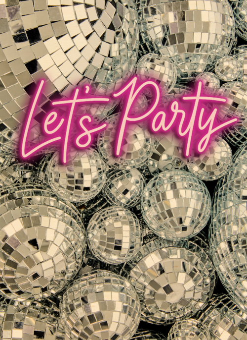 Verjaardagskaart discobollen lets party neon
