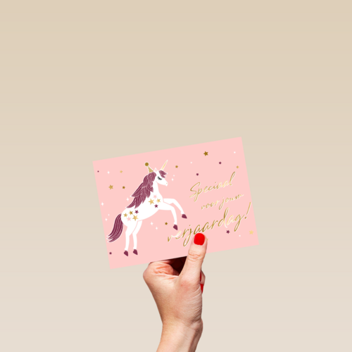 verjaardag kaart stijlvol unicorn