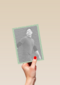 fotokaart staand groene rand met witte stippen