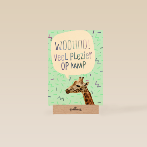 Op kamp kaart giraffe woohoo veel plezier
