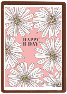 Verjaardagskaart roze met witte bloemen