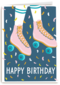 verjaardagskaart hip happy rollerskates birthday