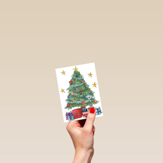 kerstkaart hip kerstboom getekend matia studio
