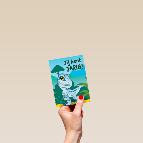 Blauwe dino verjaardagskaart