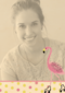 fotokaart staand flamingo op rolschaatsen