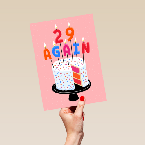 29 again op een verjaardagstaart