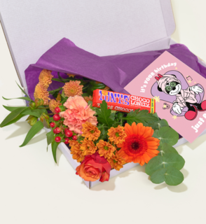 Brievenbusbloemen met Tony Chocolonely Melkchocolade Reepje