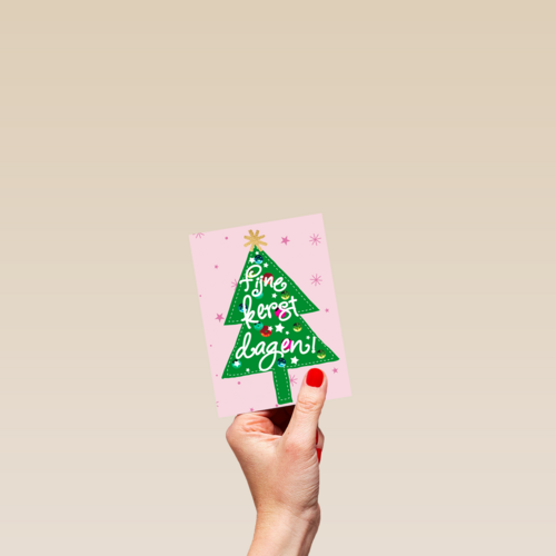 Kerstkaart Hip Kerstboom fijne kerstdagen