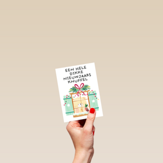 nieuwjaarskaart hart onder de riem een hele dikke nieuwjaarsknuffel