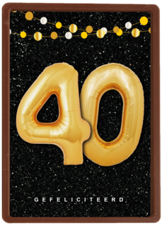 Verjaardagskaart leeftijden 40 ballonletters