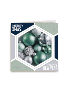 hexagonaal met kerstballen