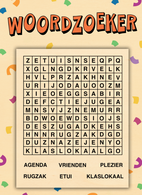 Houten Kaart Back To School | Houten Kaart Hallmark | Back To School | Woordzoeker Back To School