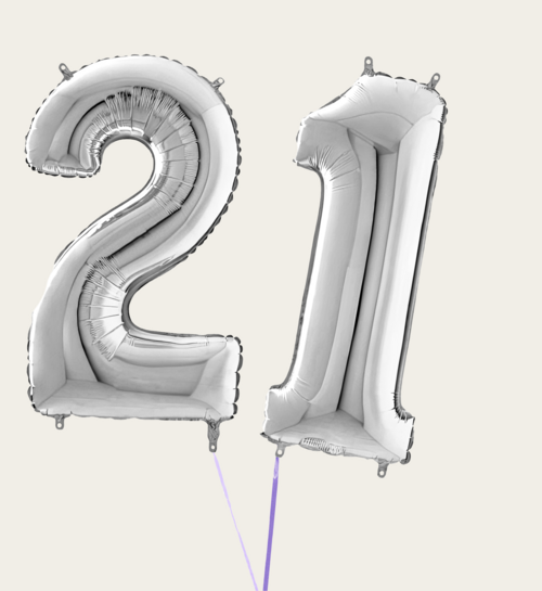 Cijferballon 21 Jaar Zilver