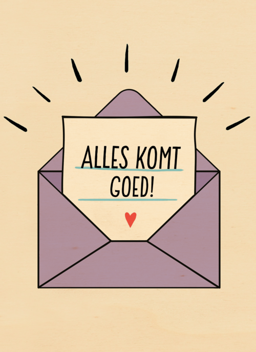 Houten Kaart Liefdesverdriet | Houten Kaart Hallmark | Liefdesverdriet | Sterktekaart Alles Komt Goed