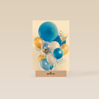 van harte met deze blauwe ballonnen
