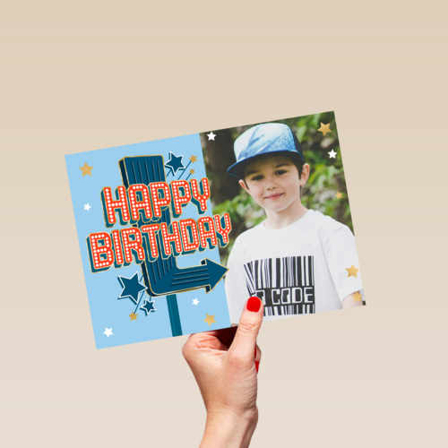 Happy birthday neon sign fotokaart