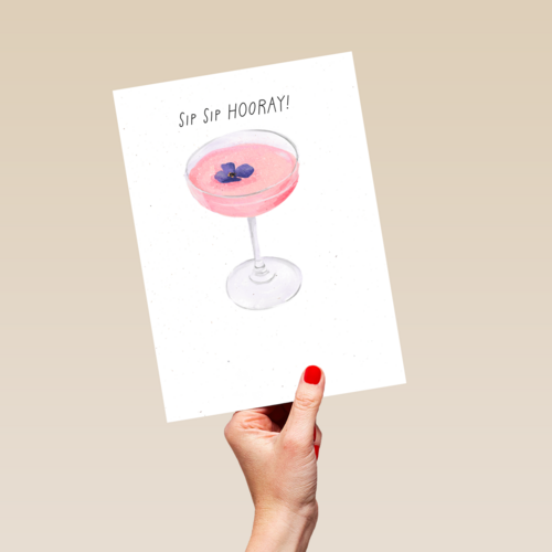 Verjaardagskaart cocktail sip sip hooray