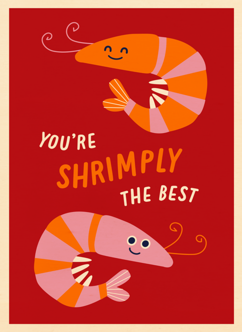 Houten Kaart Vriendschap | Houten Kaart Hallmark | Vriendschap | Compliment Kaart You Are Shrimply The Best