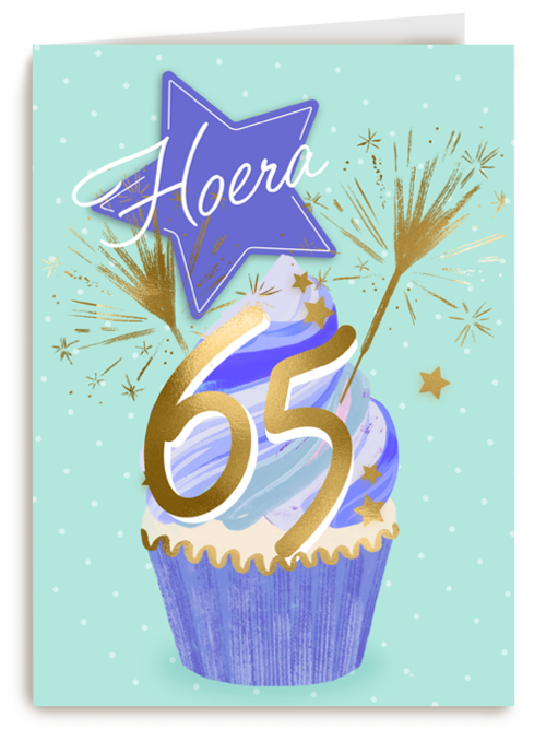 Hoera 65 jaar met cupcake