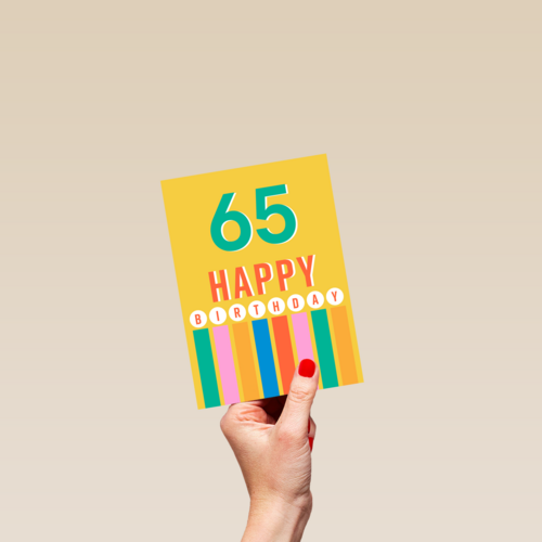 Kleurige 65 jaar verjaardagskaart