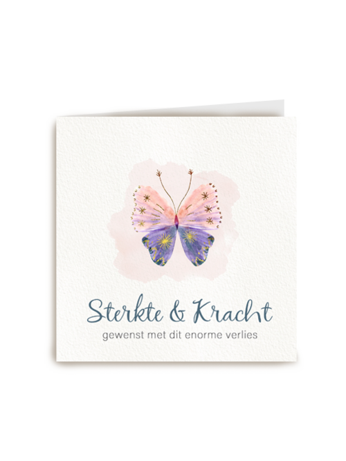 vlinder condoleancekaart met sterkte en kracht