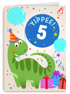 Verjaardagskaart dino yippee leeftijd