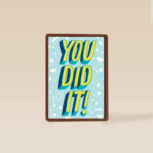 Geslaagdkaart you did it blauw met geel