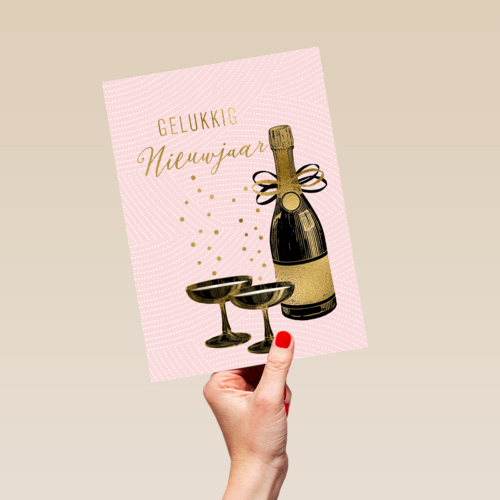 nieuwjaar kaart champagne bubbels