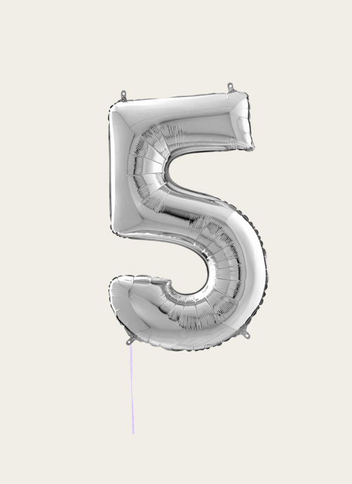 Hallmark Cijferballon 5 Jaar Zilver XL |  Cadeau Ballonnen |